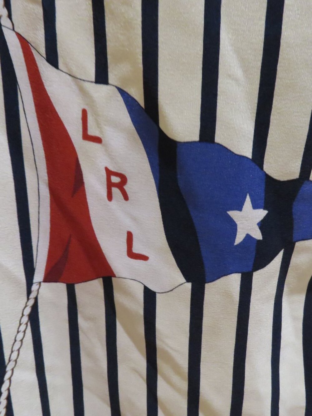 VINTAGE LAUREN RALPH LAUREN Silk Nautical Flag Wrap Skirt US 16 Coastal Preppy - Picture 6 of 14